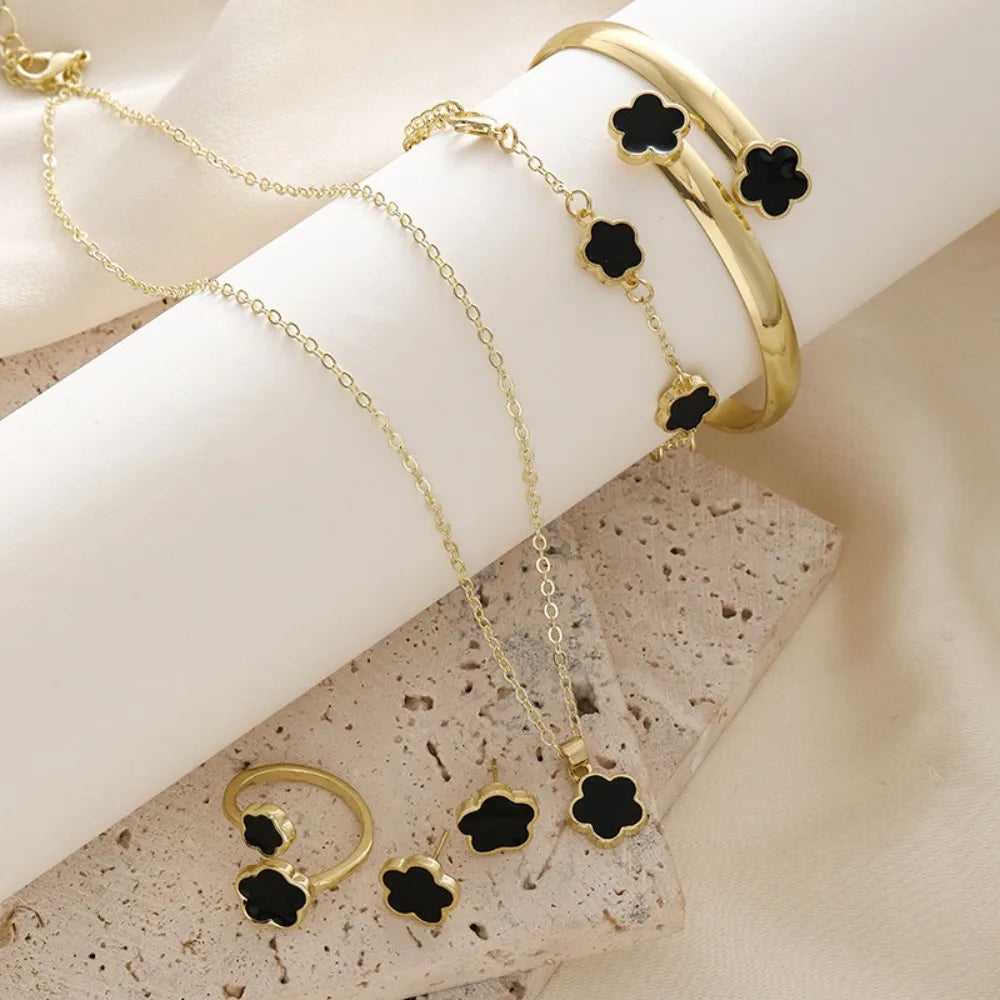 Floral Elegance ✨ Adjustable Bracelet & Earrings for Women 🌸